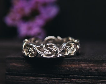 Delicate Vine Ring Vintage Style - Handmade Rustic Ring - Womens Intertwined Vine Ring - Silver Promise Ring Inspired by Nature for Her