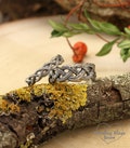 Braided tree branch silver wedding ring set for him and her,  Matching promise rings for beloved, Handmade couple tree bark bands
