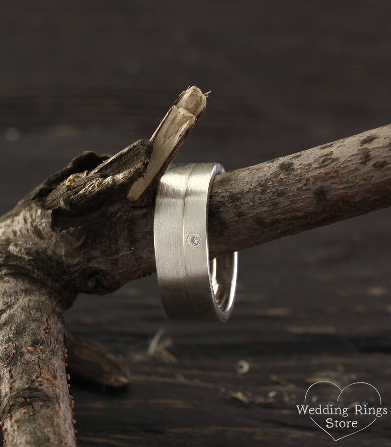 Simple Wedding Band Set His and Hers Wedding Rings Matte Etsy Canada