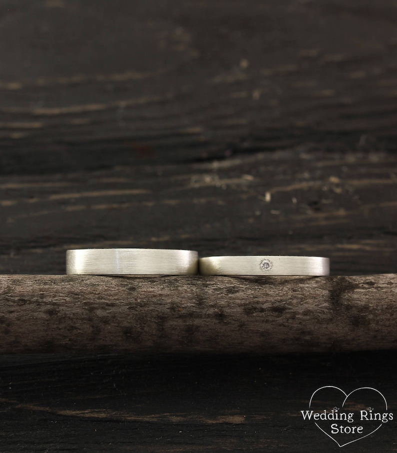 Simple Wedding Band Set His and Hers Wedding Rings Matte Etsy