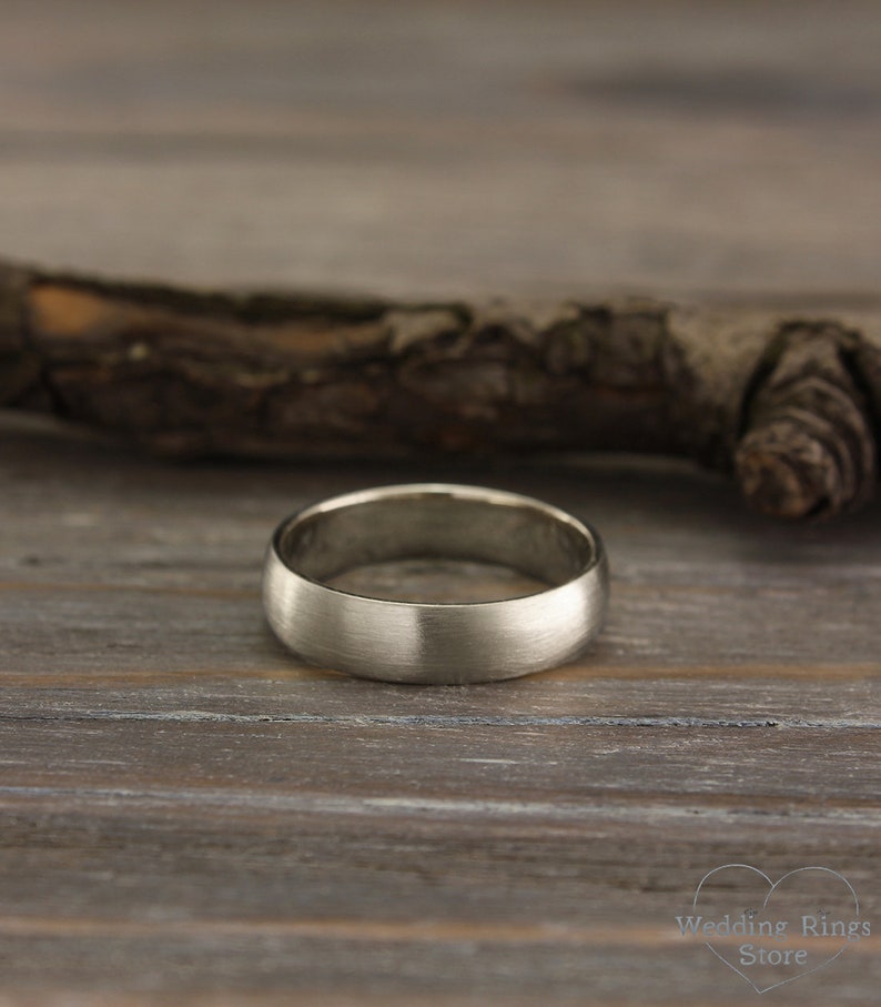 5mm simple silver wedding band in matte finish, Men's or women's simple band, Silver matte ring, Sterling silver band, Plain wedding ring image 2