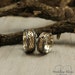 Celtic pattern and tree bark matching wedding bands with sapphire, His and her celtic bands set, Tree rings set, Couple celtic bands