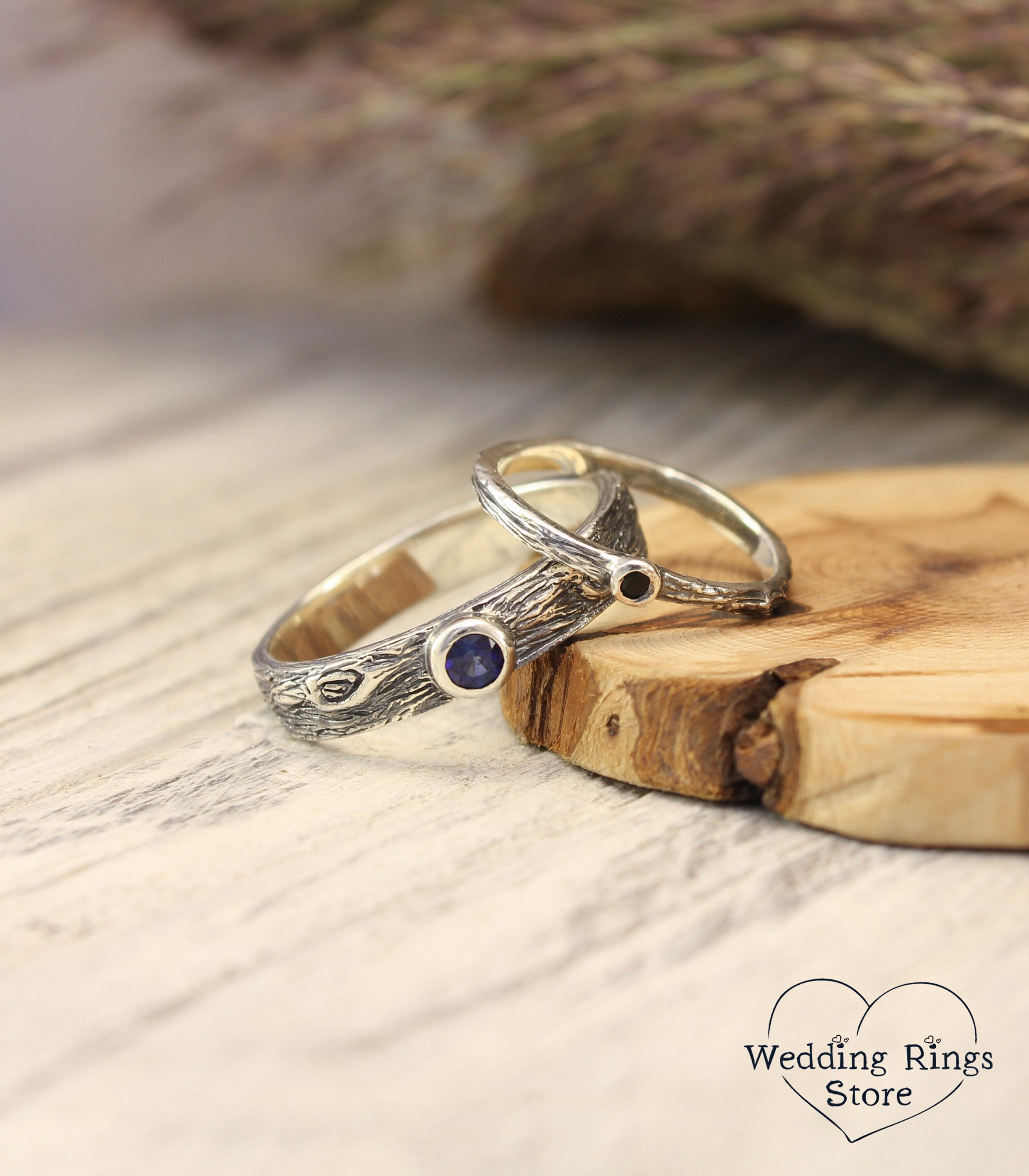 Bridal Jewelry for Him and Hers Sapphire Wedding Ring Set