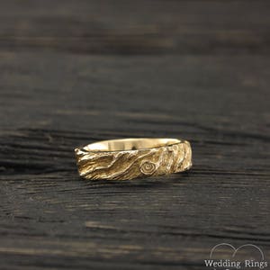 Tree Bark Unique Men's Wedding Band, Unusual Tree Ring, Tree Masculine ...