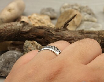 Bague Ancienne En Argent Massif 925, Jonc Alliance Style Tressé - Taille 52, Occasion