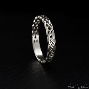 Celtic pattern wedding ring, Celtic silver engagement ring, Women celtic ring, Men celtic ring, Unique wedding band, Keltic wedding band image 2