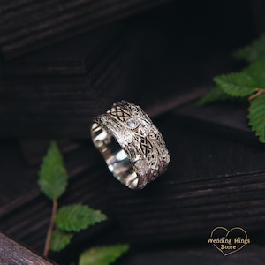 Celtic Wide Silver Ring - Celtic Gemstone Ring for Her - Women Celtic ...