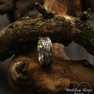 Vintage style celtic tree band, Unique celtic wedding band, Branch silver wedding ring, Wide silver ring, Unusual wedding band, Celtic ring image 3