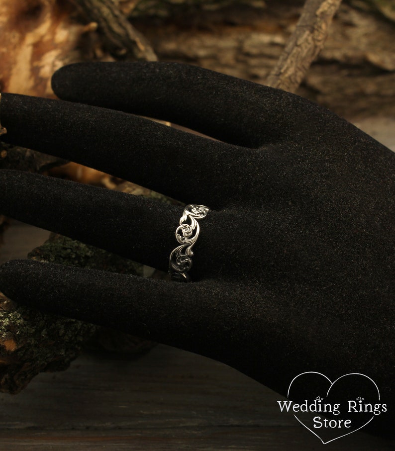 Women's Vintage Style Vine Wedding Band Vine Wedding Etsy