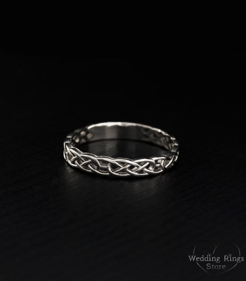 Celtic pattern wedding ring, Celtic silver engagement ring, Women celtic ring, Men celtic ring, Unique wedding band, Keltic wedding band image 1