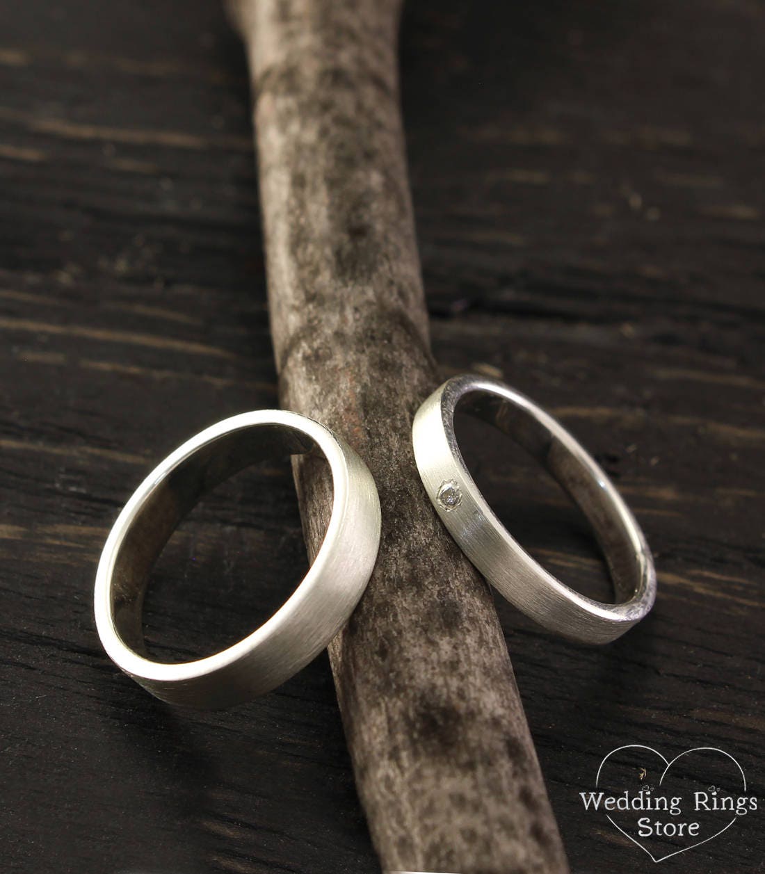 Simple Wedding Band Set His and Hers Wedding Rings Matte Etsy Canada