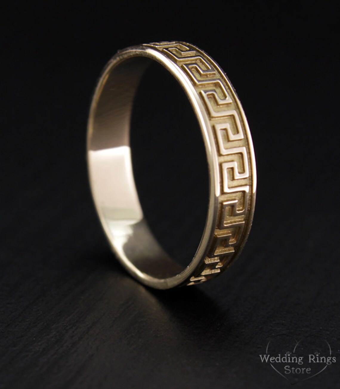 Greek pattern ring Greek wedding band Antique style ring Etsy
