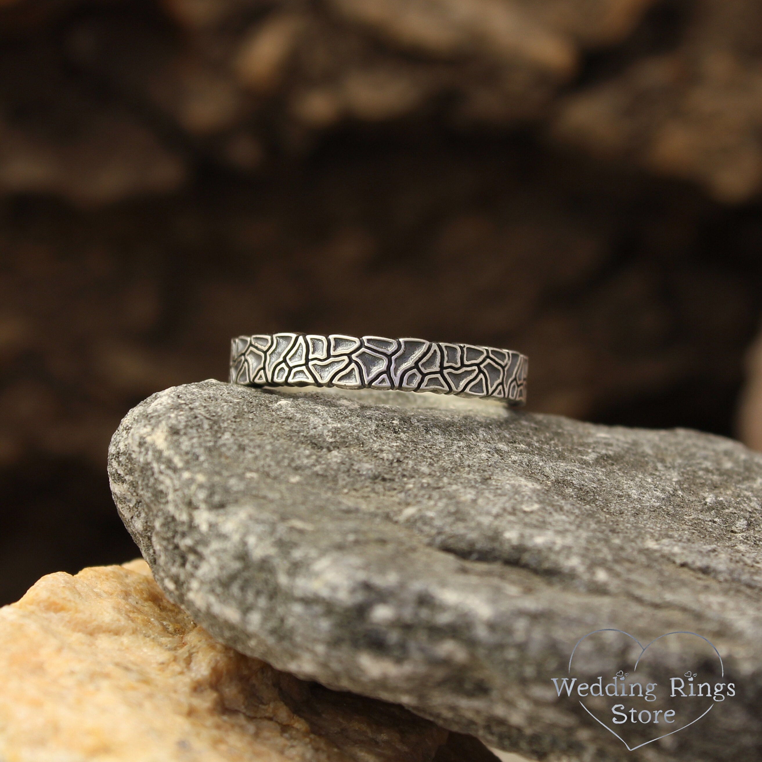 Rough Textured Mens Sterling Silver Ring, Cracked Brutalist Ring, Dry ...