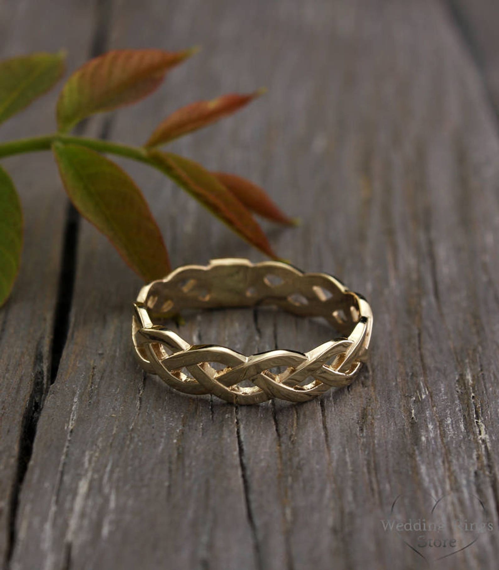 Braided Wedding Band, Twisted Wedding Ring, 14k Solid Gold Twine Braided Wedding Band, Twisted Wedding Ring, 14k Solid Gold Twine
