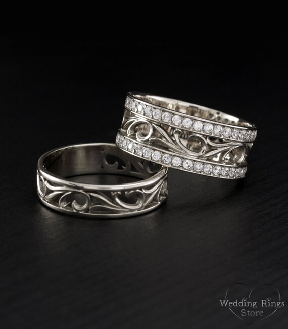 Women silver ring Men silver wedding band Braided wedding band Unique weddings band Wicker wedding ring Vintage style ring