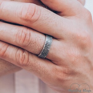 Rustic style wedding band, Tree bark ring, Silver tree wedding ring, Nature silver ring, Silver band, Men's wedding band, Women wedding ring image 3