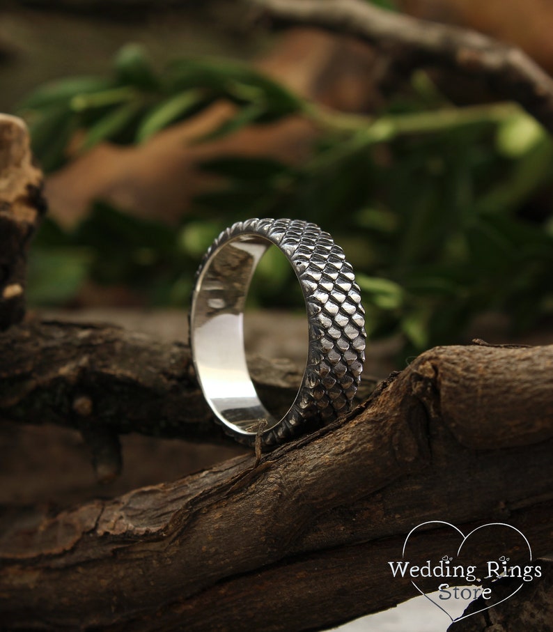 Fish Scales Sterling Silver Band, Unique Sea Band, Unusual Silver Band ...