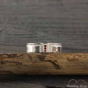 Garnet Wedding Band Men s Garnet Wedding Ring Men s Silver Band