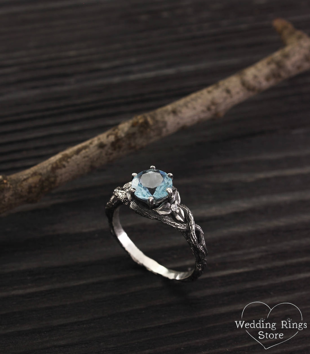 Unique Branch Engagement Ring With Topaz, Topaz Twig Engagement Ring ...