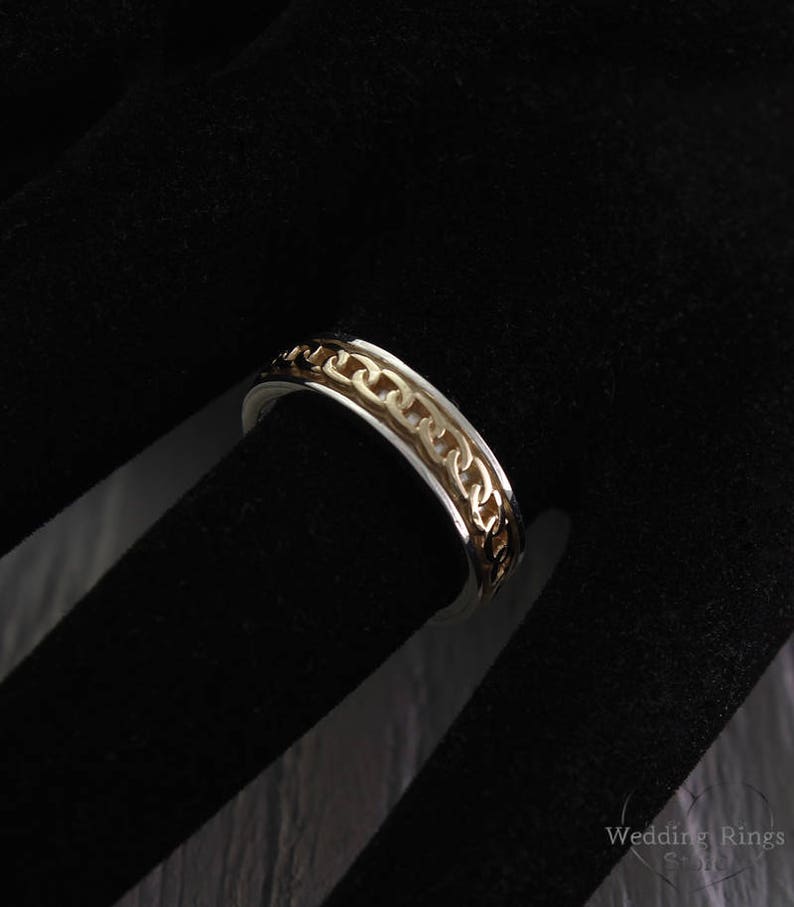 Gemischte Metalle seine und ihre Kette Eheringe Set | Etsy