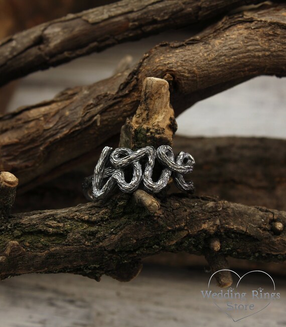 Unique Love Ring Tree Bark Love Wedding Band Rustic Style Etsy