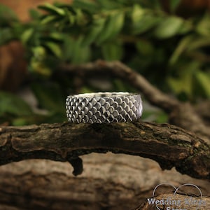 Fish Scales Ring, Unique Men's Band, Sterling Silver Band, Fischer Ring ...