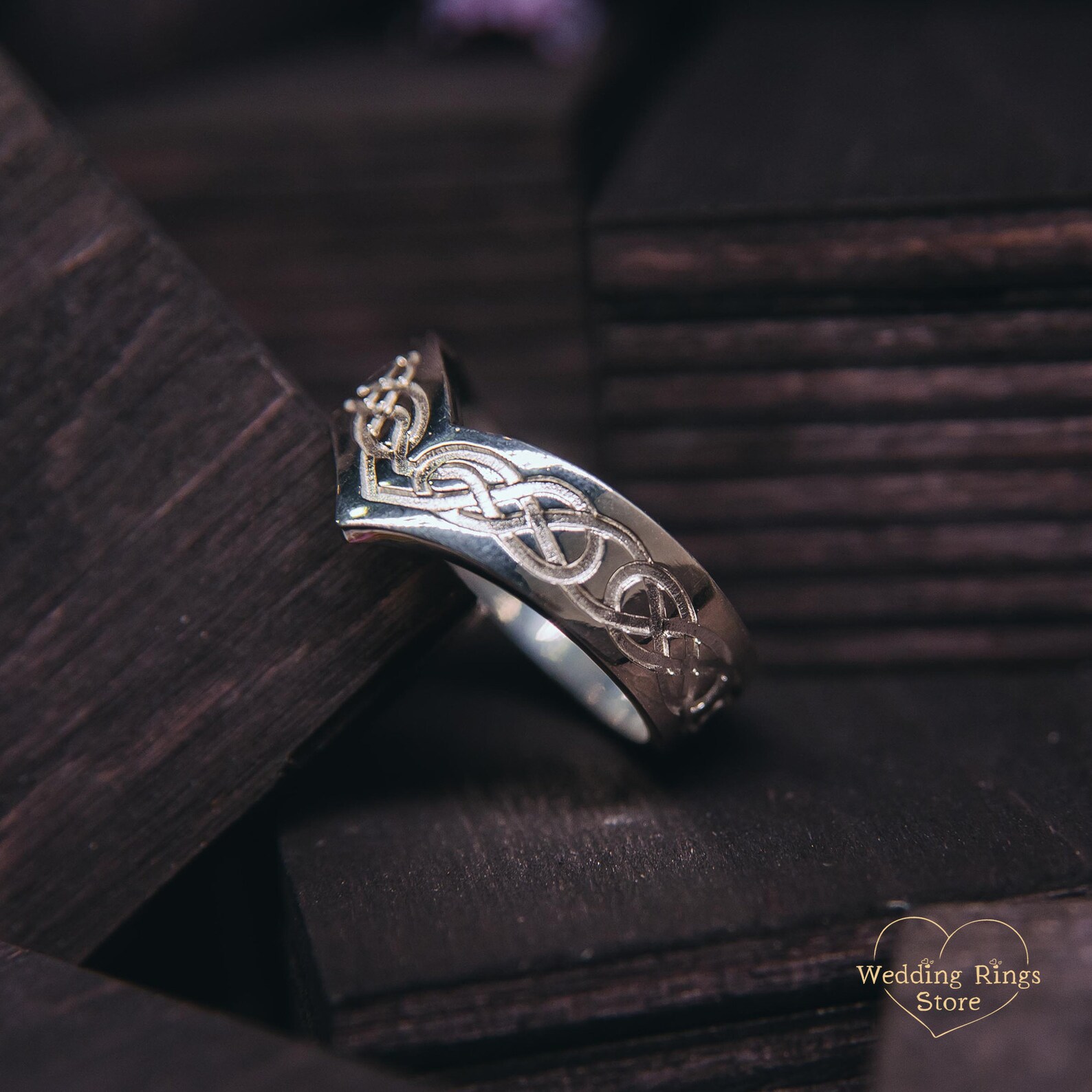 Wishbone Ring Celtic Style - Handmade Sterling Silver Chevron Ring ...