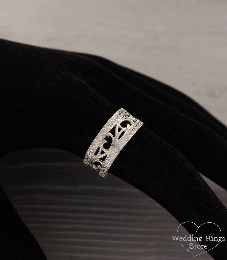 Vintage style promise ring Nature silver band Leaves ring Etsy