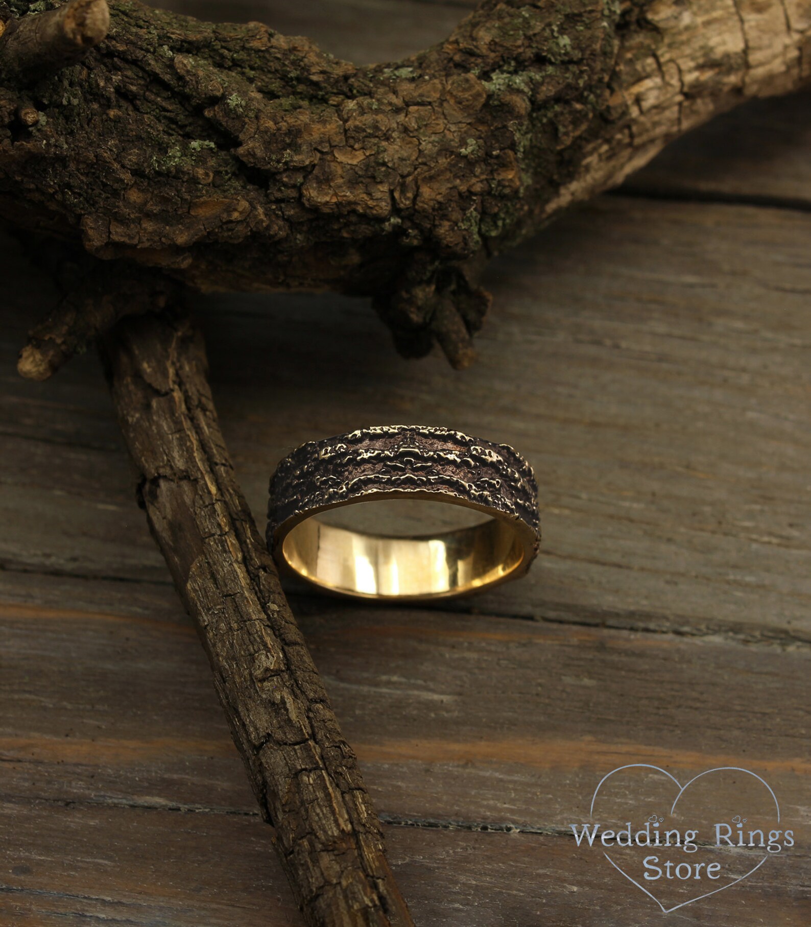 Men's black gold lava ring Mens rustic wedding band Lava Etsy