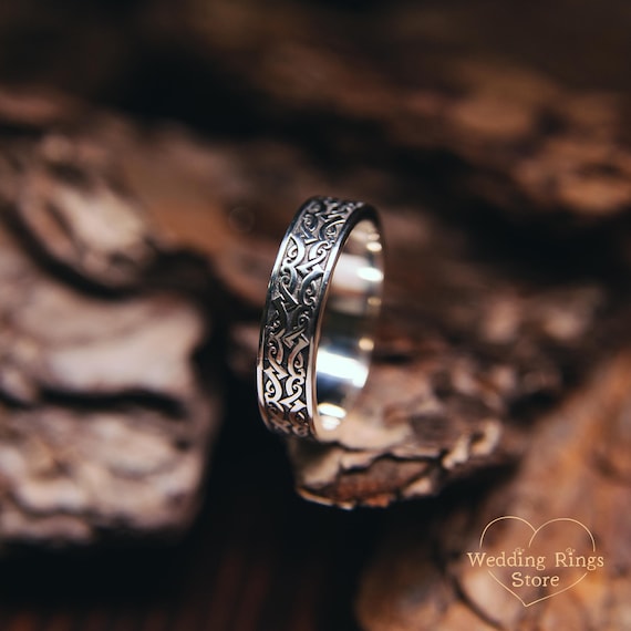 BySilverStone Viking Knot Men's Ring - Handmade Sterling Silver Wedding Band, Oxidized Finish - View #4