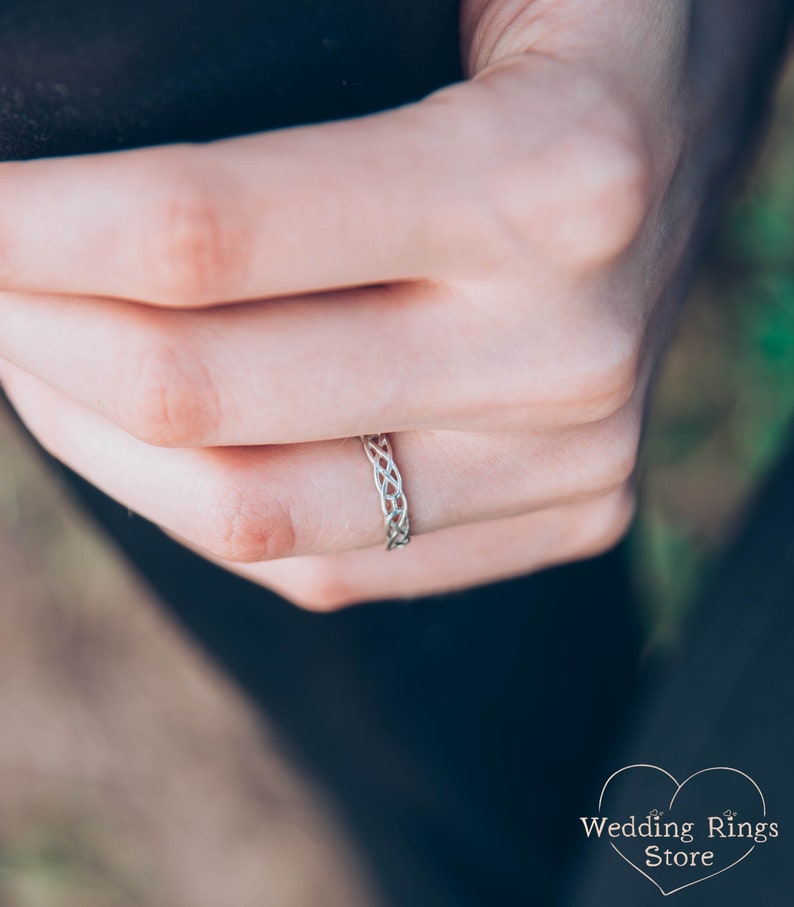 Celtic pattern wedding ring, Celtic silver engagement ring, Women celtic ring, Men celtic ring, Unique wedding band, Keltic wedding band image 5