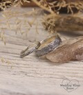 His and Hers Silver Wedding bands set, Wooden matching rings for couple, Eternity bands, Nature inspired rings, Forest Wedding ring sets