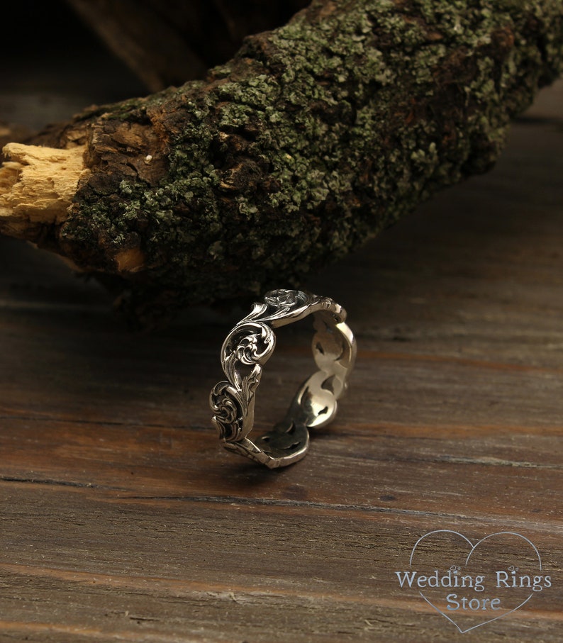 Women's Vintage Style Vine Wedding Band Vine Wedding Etsy