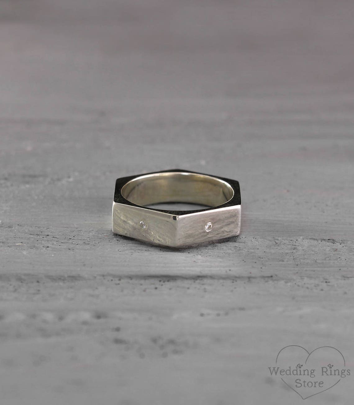 5mm hexagon wedding band in sterling silver for men and women Etsy