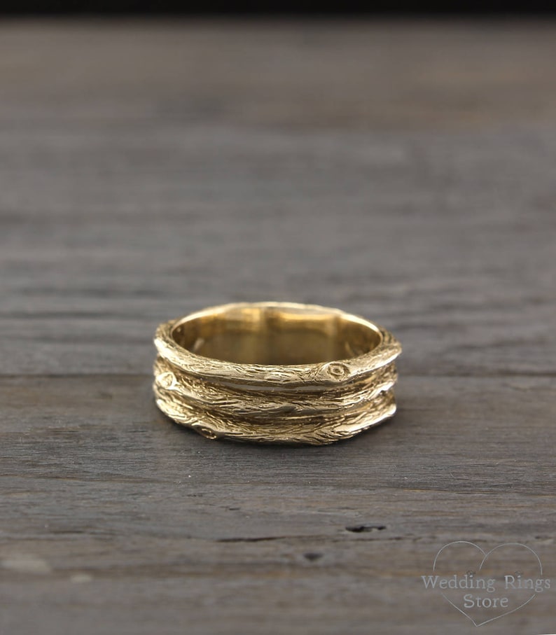 Unusual Tree Ring, Tree Bark Unique Wedding Band, Tree Bark Band ...