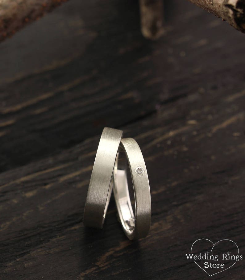 Simple Wedding Band Set His and Hers Wedding Rings Matte Etsy