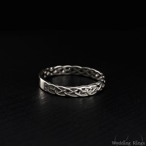 Celtic pattern wedding ring, Celtic silver engagement ring, Women celtic ring, Men celtic ring, Unique wedding band, Keltic wedding band image 3