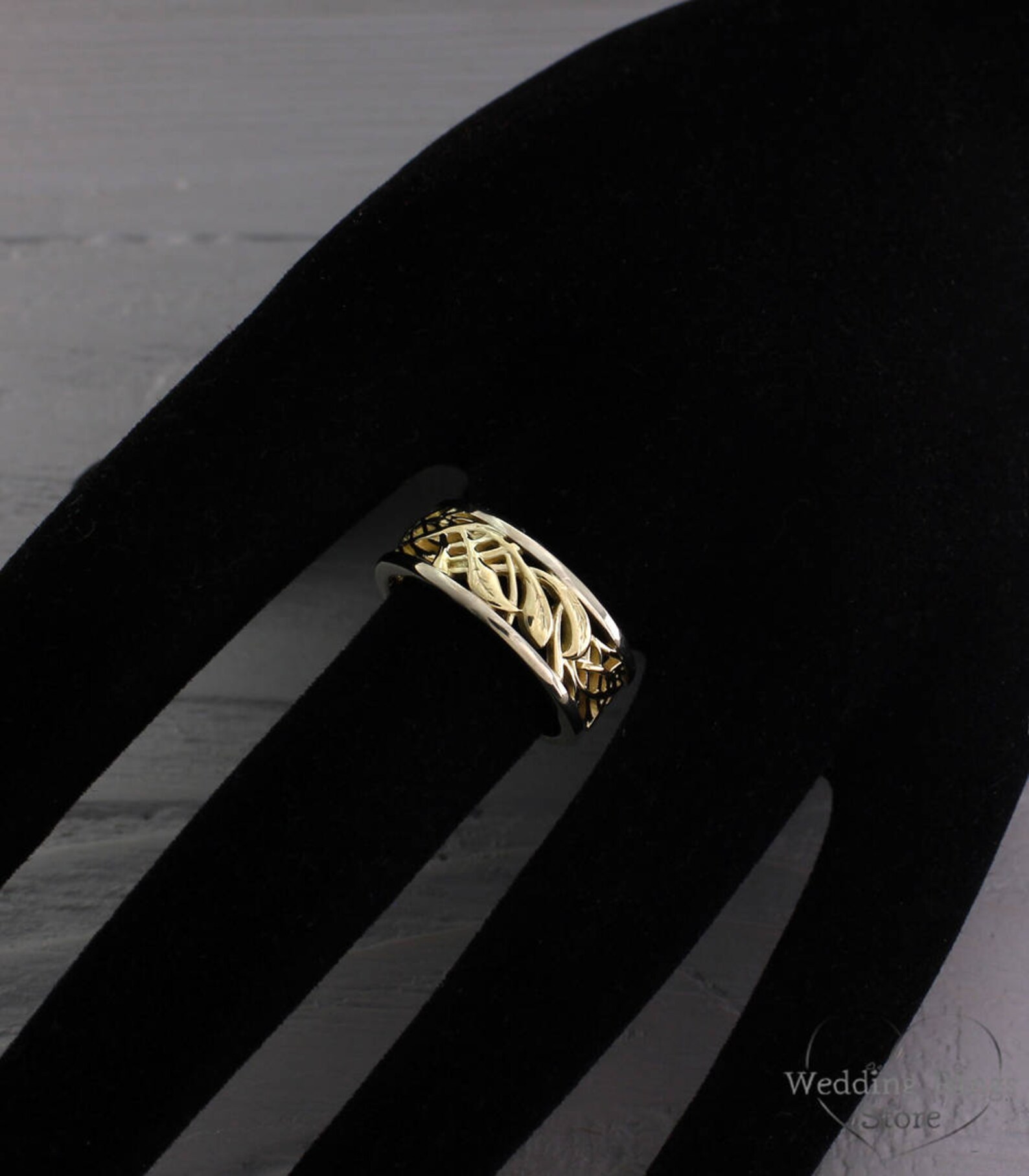 His and Her vintage style wedding bands set Two tone gold Etsy