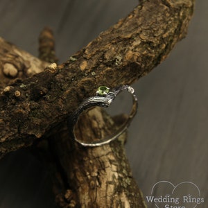 Tiny branch engagement ring with peridot, Dainty peridot ring, Small branch engagement ring, Women's peridot ring, Nature ring, Unique gift image 7