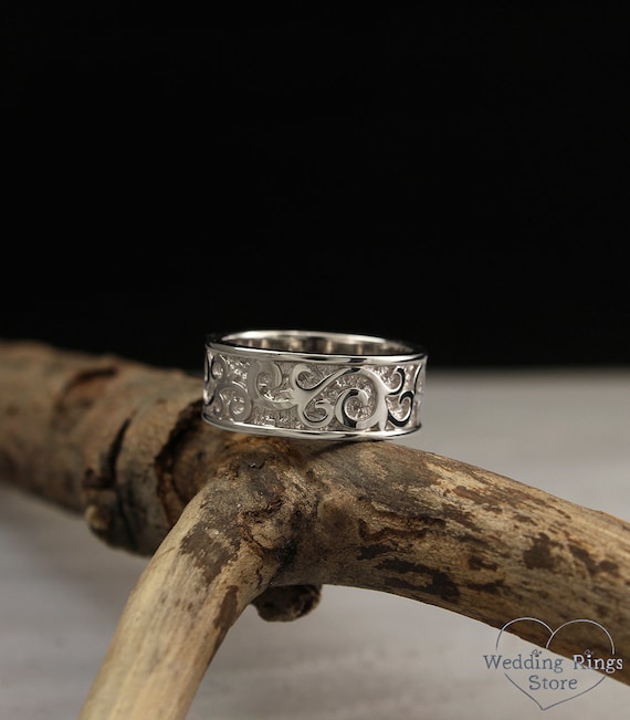 Etsy silver wedding bands best sale