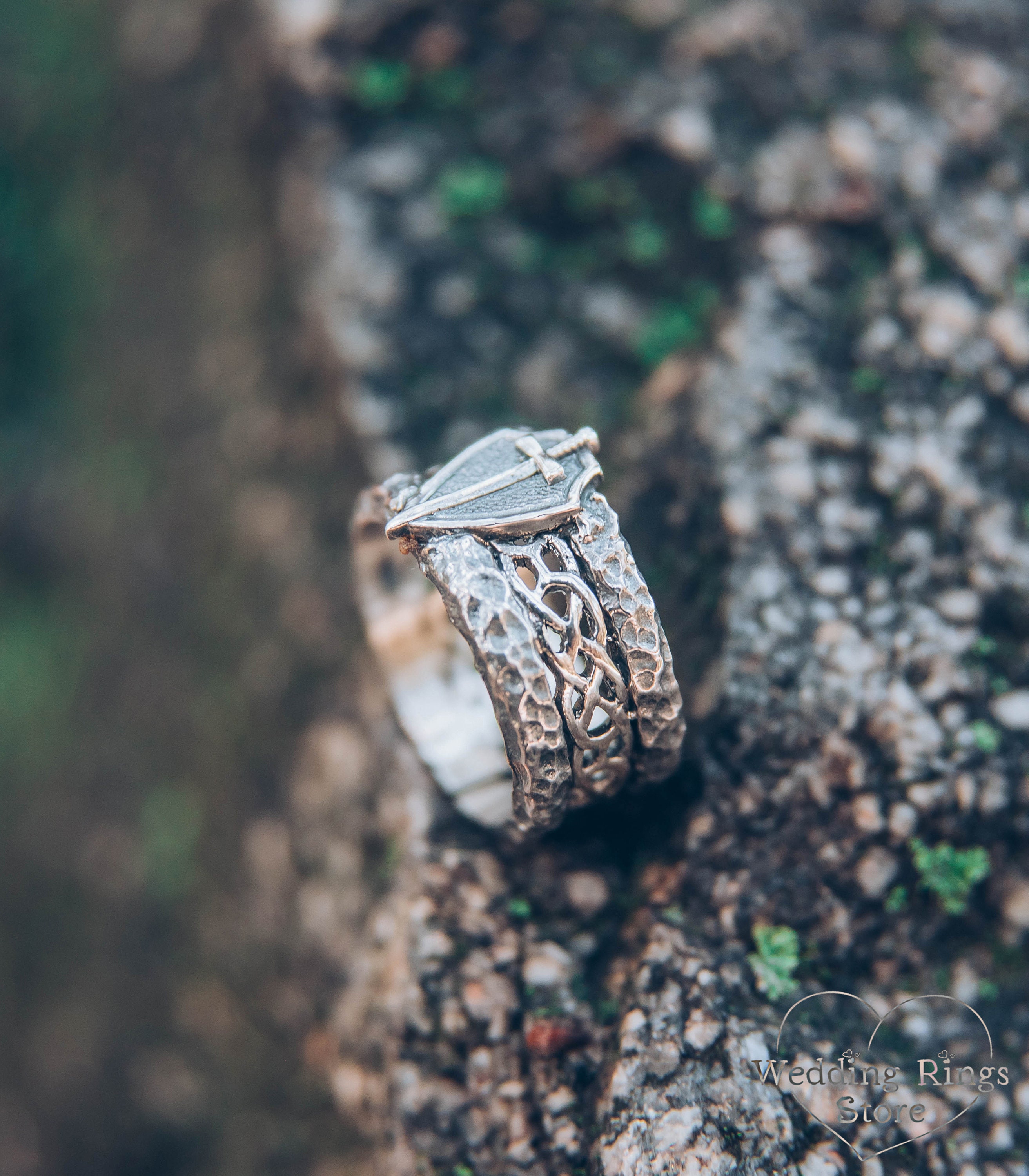 Paladin Warrior Ring For Men - Knights Armor Shield Templar Cross Ring - Hip Hop Punk Heavy Metal Jewelry