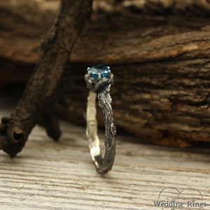 Sterling zilveren tak verlovingsring met Topaas, Unieke takje ring, Vintage stijl verlovingsring, Natuur geïnspireerde ring, Cadeau voor haar afbeelding 5