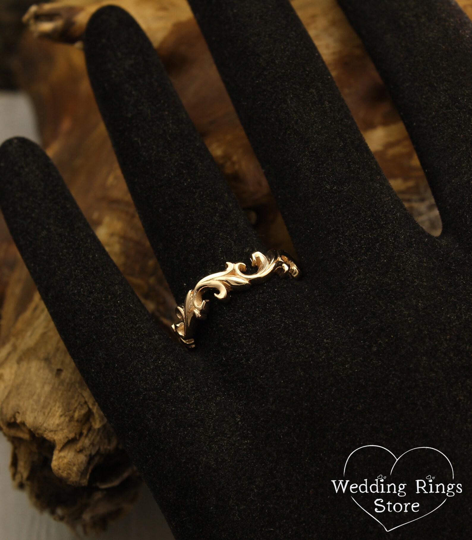 Unique Vine Wedding Bands Set Matching Wedding Rings His and Etsy