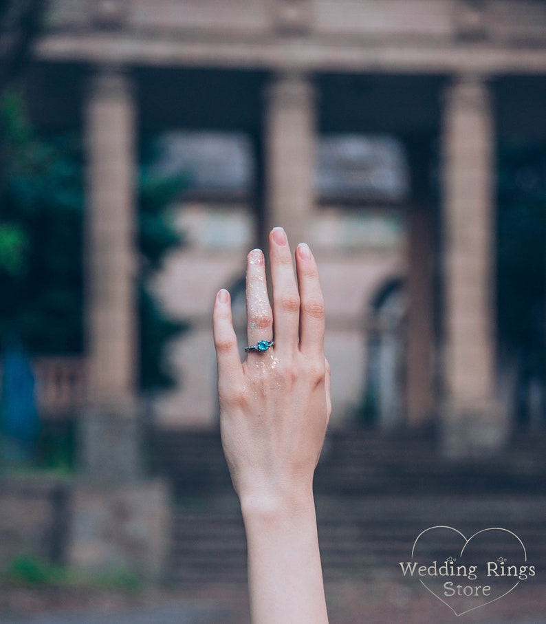 Anillo de compromiso de rama de plata de primera ley con topacio, anillo de ramita único, anillo de compromiso de estilo vintage, anillo inspirado en la naturaleza, regalo para ella imagen 8