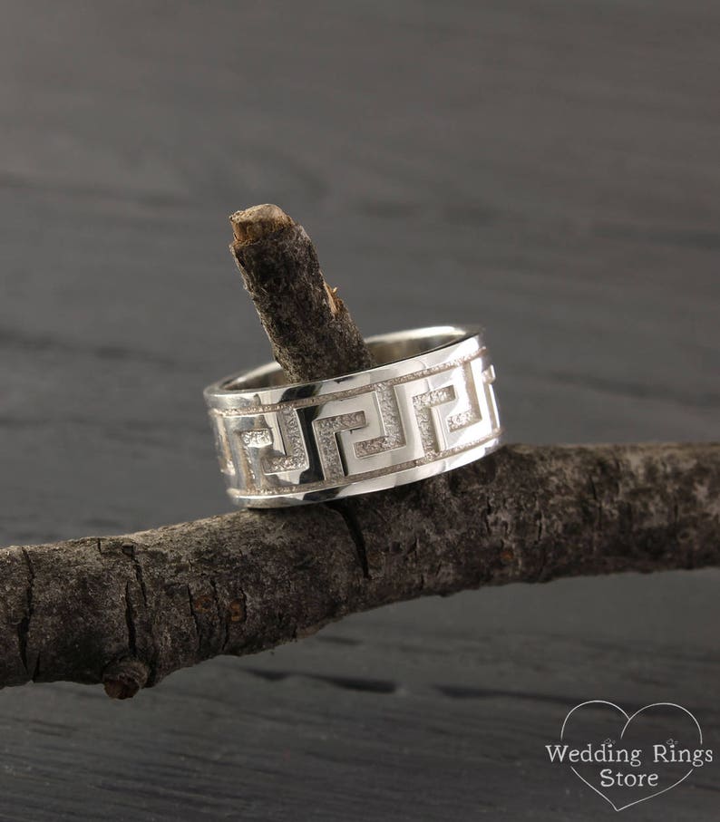 10mm greek wedding band Big silver ring Greek wedding ring Etsy