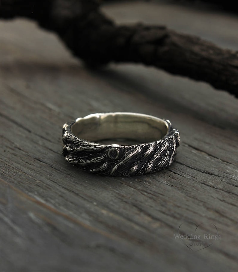 Tree Band Men's Wedding Ring Rustic Wedding Band Tree Etsy Canada