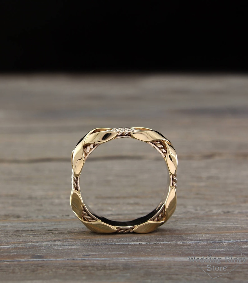 Men's Two Tone Gold Cross Wedding Band Unique Mens Cross Etsy