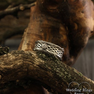 Vintage style celtic tree band, Unique celtic wedding band, Branch silver wedding ring, Wide silver ring, Unusual wedding band, Celtic ring image 5