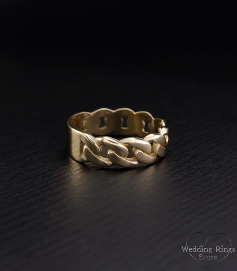 Chain wedding band Unique wedding ring Chain ring Mens Etsy