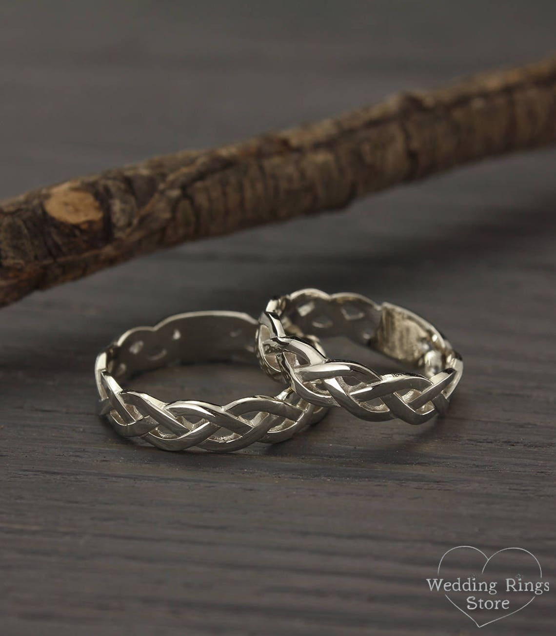 Twist wedding bands Braided wedding bands Couple rings | Etsy